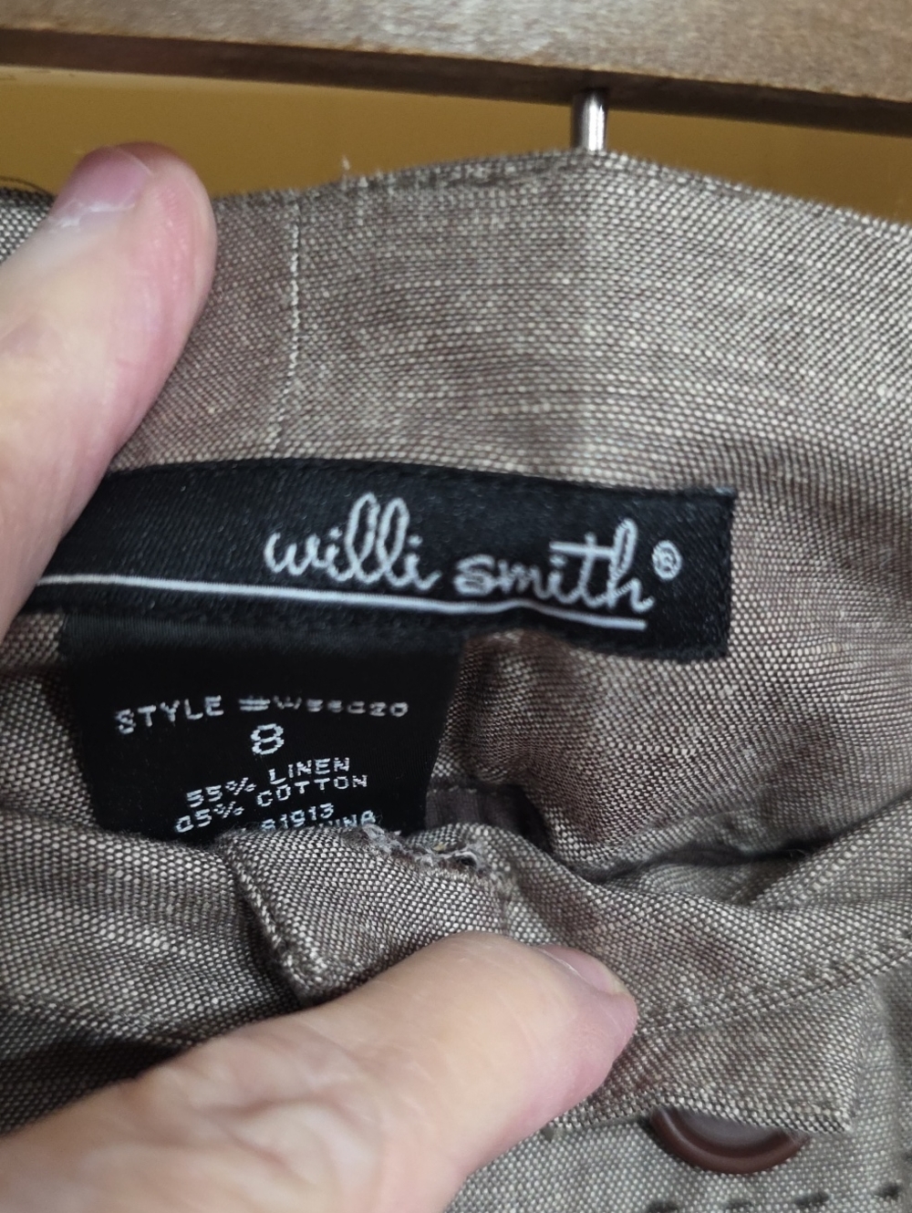 Willi Smith Womens Linen Blend Wide Leg Ankle Pants Brown Belt Pockets Sz 8 EUC - Picture 2 of 12